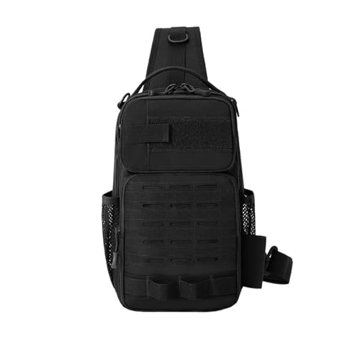 Camping Chest Bag Tactical Backpack for Men Sports Shoulder Outdoor Hiking Climbing Fishing Hunting Travel(D2-Black) - color: D2-black
