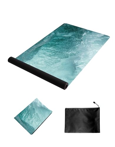 nuveti Printed Travel Yoga Mat-1/16 Inch Thick Non Slip Fitness Workout Mat with Carrying Bag, Foldable Lightweight Suede & Natural Rubber Yoga Mat for Yoga Pilates and Fitness 72" L x 24" W x 1.5mm - color: CuiHu