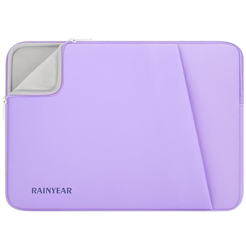 RAINYEAR 11-13 Inch Laptop Sleeve Padded Case Cover with Pocket, Purple - color: Purple, size: 11-13 inch