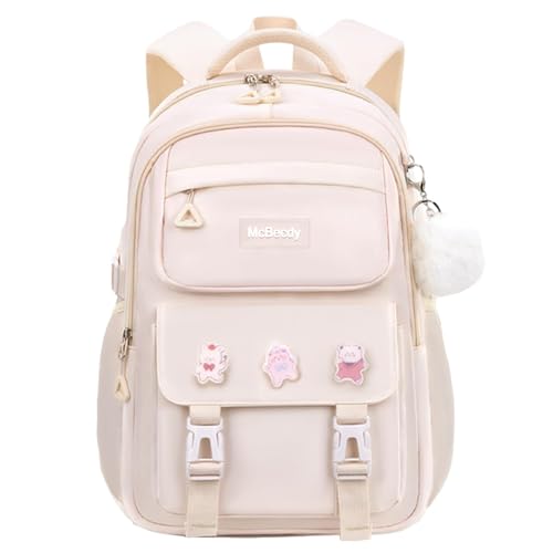 School Backpacks for Girls, Middle Schoolbag Elementary Student Bookbag, Large Casual School Daypacks for Teens Girls (White) - color: White