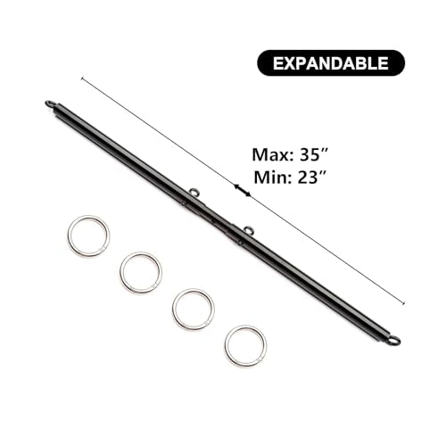 2026 Upgraded Heavy Duty Expandable Spreader Bar – Adjustable PU Straps for Pilates, Yoga - style: Black+Black