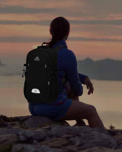 20L Small Reflective Hiking Backpack with Padded Straps for Men, Lightweight Outdoor Daypack, Black - color: Black