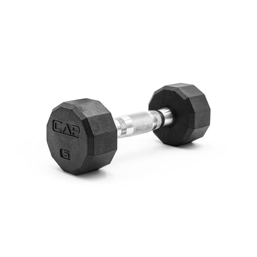 CAP Barbell Coated Hex Dumbbell Weight - Single | 10-120 lbs | Multiple Options - size: 5 lb, style: 12-Sided - Chrome Handle