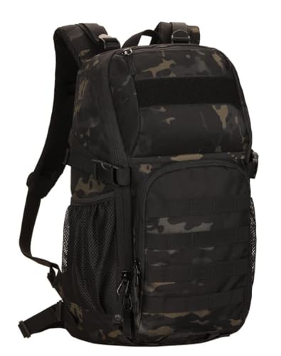 HUNTVP Tactical Backpack Military MOLLE Backpack Hunting Rucksack Gear Assault Pack 25L WR - color: Black Camo-25l, size: 25L