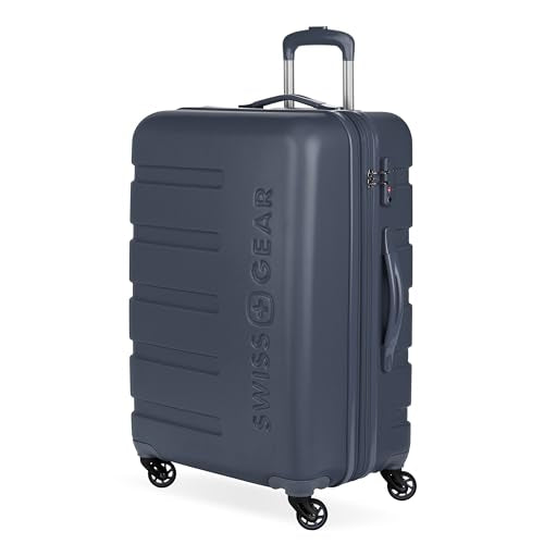 SwissGear 7366 Signature Hardside Expandable Luggage with Spinner Wheels, TSA Lock, Navy, Checked-Medium 23-Inch - color: Navy, size: Checked-Medium 23-Inch