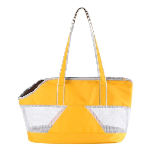 Pet Dog Purse Carrier Breathable Mesh Pets Puppy Cat Travel Outing Tote Bag Portable Cat Sling Carrier Transporter Tote Handbag Lightweight Dog Carrier Shoulder Bag with Thicken Bags Base - color: yellow