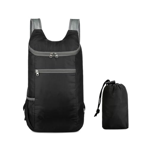 20L Hiking Daypack,Water Resistant Lightweight Packable Small Backpack for Travel Camping Outdoor,Black&Grey - color: Black&grey