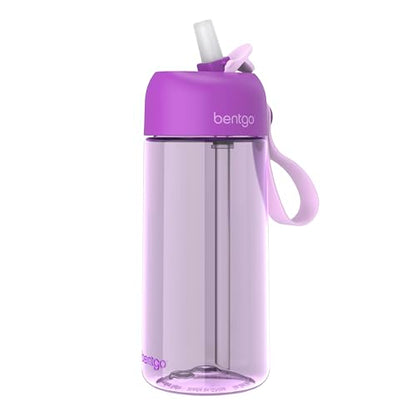 Bentgo Kids Water Bottle - Leak-Proof, Durable Tritan PFAS- & BPA-Free 15 fl oz, Kids/Toddlers Ages 3+ for School & Sports; Bite & Sip Spout, Carrying Handle, Dishwasher Safe (Purple) - color: Purple