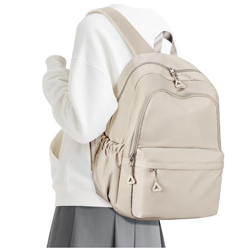 Casual Laptop Backpack for Women Men College Bookbag Waterproof Lightweight School Bag 15.6inch Laptop Daypack Large Capacity School Backpack for Teens Boys Girls (khaki) - color: Khaki