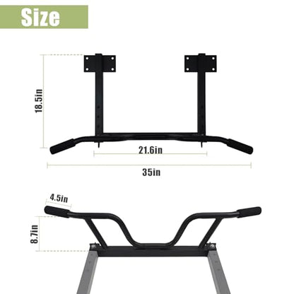 Joist Mounted Pull Up Bar,Heavy Duty Ceiling Mounted Chin Up Bar,Multi Grip, 4 Height Levels,35" Wide,Rings for Accessories,for Upper Body Workout - style: style A
