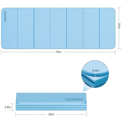 Folding Yoga Mat Extra Thick 0.4 Inch, Foldable Yoga Mat 75 x 26 Inches, TPE Exercise Mat, 7-Panel Non Slip Cushioned Fitness Mat for Yoga, Pilates, Stretching, Home Workout - color: Blue