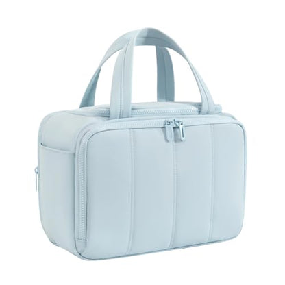Wide Opening Toiletry Bag for Women,Travel Makeup Bag with Mesh Pocket,Cosmetic Travel Organizer with Wet Dry Separation,Toiletries Bag,Blue - color: Blue