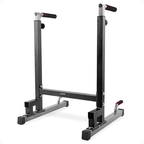 BalanceFrom Steel Frame Dip Station with Adjustable Height, 500 Pound Weight Capacity – Upper Body Workout Home Gym Equipment for Triceps, Push & Pull Ups, Leg Raises, and Bench Press - color: Black