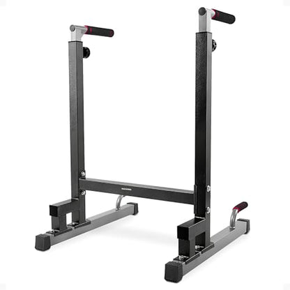 BalanceFrom Steel Frame Dip Station with Adjustable Height, 500 Pound Weight Capacity – Upper Body Workout Home Gym Equipment for Triceps, Push & Pull Ups, Leg Raises, and Bench Press - color: Black