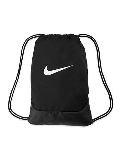Nike Unisex Adult Gameday Brasilia X Drawstring Bag Backpack (18L) | Mens and Womens - color: Black/Black/White, size: One Size