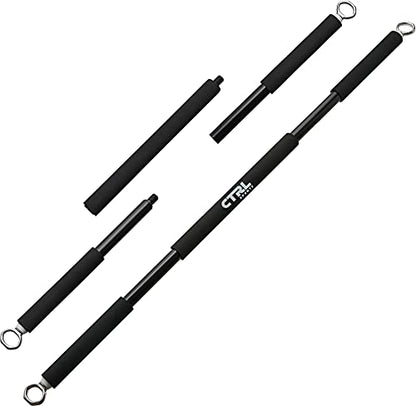 Resistance Band Bar for Fitness – Workout Bar for Exercise, Squat, Biceps, Triceps, Shoulders, Back – Adjustable 3 Parts Bar for Resistance Bands – Durable Portable Steel Pilates Resistance Bar