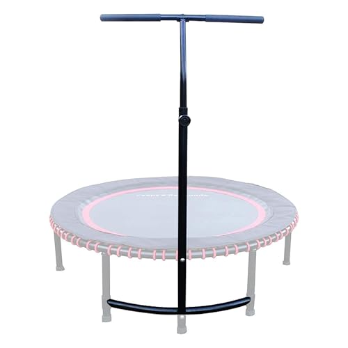 LEAPS & REBOUNDS 48" Adjustable Stability Bar Attachment with 48" Mini Fitness Trampoline and Home Gym Rebounder for Cardio Exercises, Pink