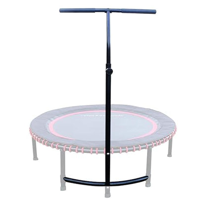 LEAPS & REBOUNDS 48" Adjustable Stability Bar Attachment with 48" Mini Fitness Trampoline and Home Gym Rebounder for Cardio Exercises, Pink