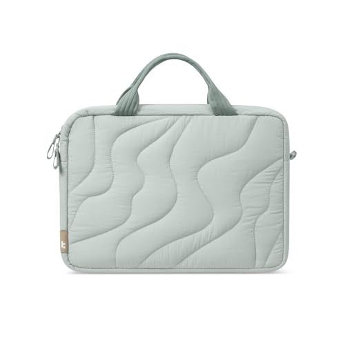 tomtoc 13-14 Inch Protective Puffy Laptop Carrying Bag for Women, Lightweight Laptop Briefcase Fits 13-inch Macbook Air M5 2026 & Neo A18, 14" MacBook Pro, Work Bag Case Handbag with Organized Storage - color: Lakeshore, size: 13-14 Inch