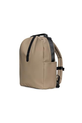 RAINS Clip Front Backpack Beige - Waterproof Commuter Backpack with C-Clip Closure & Hidden Pocket, 16″ Laptop Sleeve, Urban Travel Daypack - color: Beige
