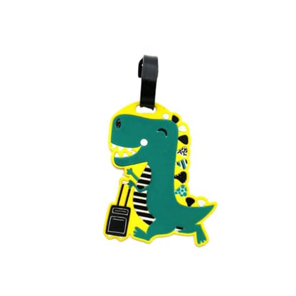 Cute Cartoon Dinosaur Silicone Luggage Tag Fun Triceratops Travel Bag Tag Personalized Labels for Cruise Airport (T-Rex) - style: T-Rex