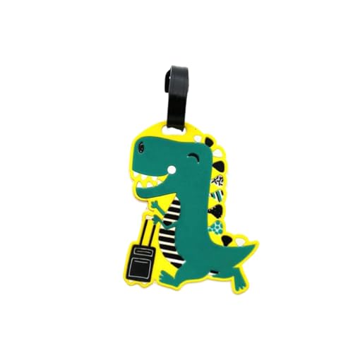Cute Cartoon Dinosaur Silicone Luggage Tag Fun Triceratops Travel Bag Tag Personalized Labels for Cruise Airport (T-Rex) - style: T-Rex