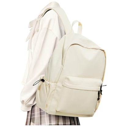 Backpack Lightweight bag Waterproof college backpack for cute Aesthetic backpacks Casual Daypack for Men Women(Beige) - color: A-beige