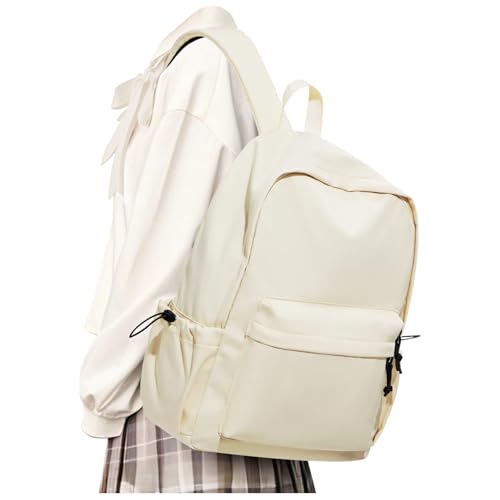 Backpack Lightweight bag Waterproof college backpack for cute Aesthetic backpacks Casual Daypack for Men Women(Beige) - color: A-beige