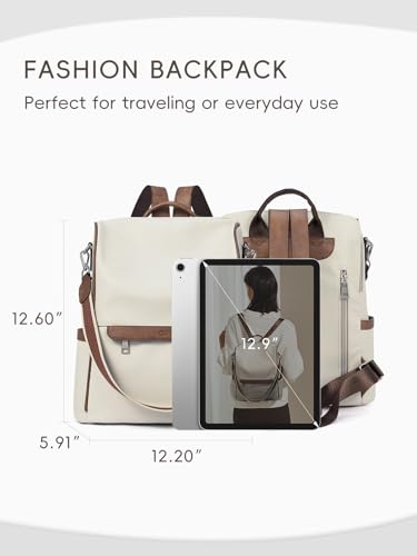 CLUCI Womens Backpack Purse PU Leather Anti-theft Fashion Designer Travel Bag Ladies Shoulder Bags | Purse - color: Top Zip-4 White With Brown