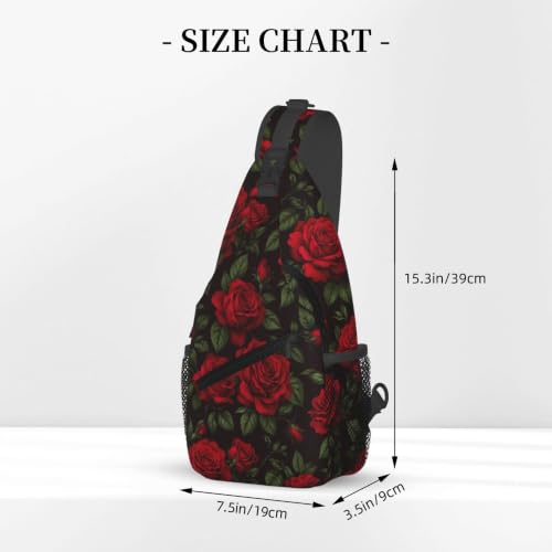 Sling Backpack Unisex Crossbody Chest Bag Shoulder Chest Bag For Women Men Hiking Travel - color: Red Rose
