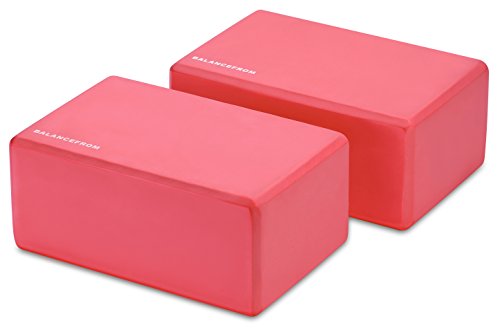 Fitvids Set of 2 High Density Yoga Blocks, 9"x6"x4" Each, Pair, Multiple Colors - color: Red
