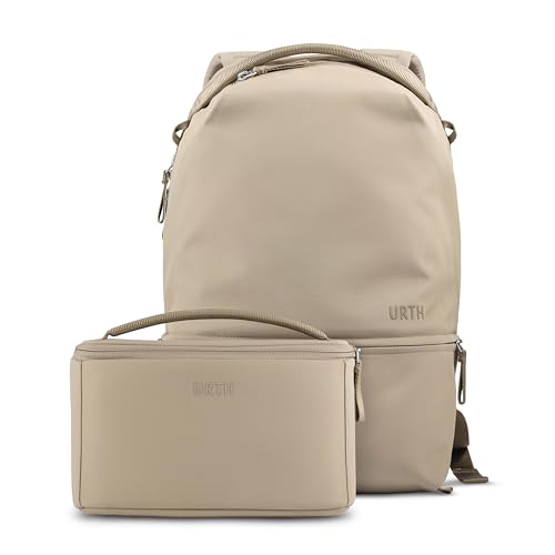 Urth Arkose 20L Modular Backpack + 3.7L Camera Insert - Water Resistant, Anti-Theft, Recycled Bag for DSLR/SLR/Mirrorless, 13-16 Inch Laptop in Beige - color: Beige