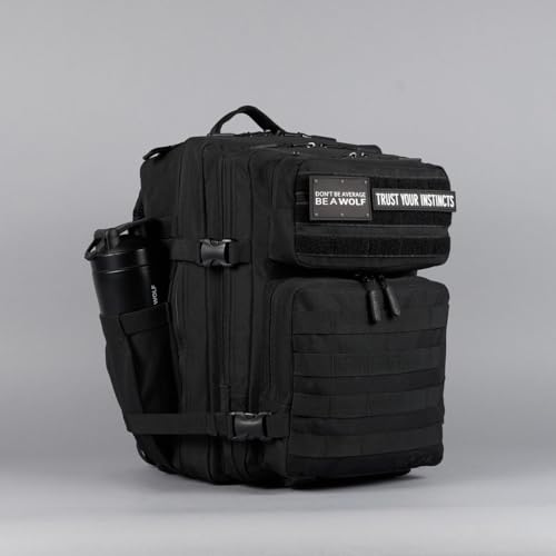 WOLFpak 35L Tactical Gym Backpack (Alpha Black) Durable 1000D Waterproof Oxford Material with MOLLE Webbing, Laptop Pocket & Dual Cup Holders, Durable Fitness/Travel/Military Daypack - color: Alpha Black