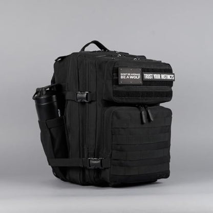 WOLFpak 35L Tactical Gym Backpack (Alpha Black) Durable 1000D Waterproof Oxford Material with MOLLE Webbing, Laptop Pocket & Dual Cup Holders, Durable Fitness/Travel/Military Daypack - color: Alpha Black