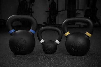 Valor Fitness Premium Cast Iron Kettlebells Powder Coated Kettle Bell Weights - Includes LB and KG Weight - color: H: 45LB