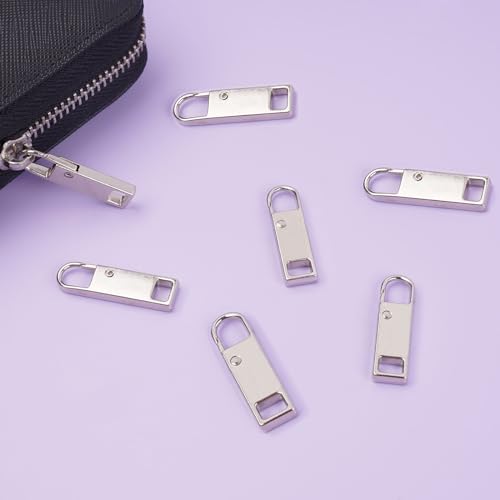 Deoward Zipper Pull Replacement Metal Zipper Handle Mend Fixer Tab Repair for Luggage, Backpacks, Suitcases, Jackets, Purses, Handbags (6 PCS) - style: Silver Zipper Pulls Cord