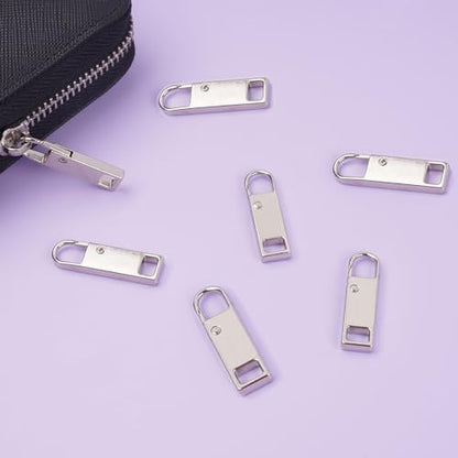 Deoward Zipper Pull Replacement Metal Zipper Handle Mend Fixer Tab Repair for Luggage, Backpacks, Suitcases, Jackets, Purses, Handbags (6 PCS) - style: Silver Zipper Pulls Cord