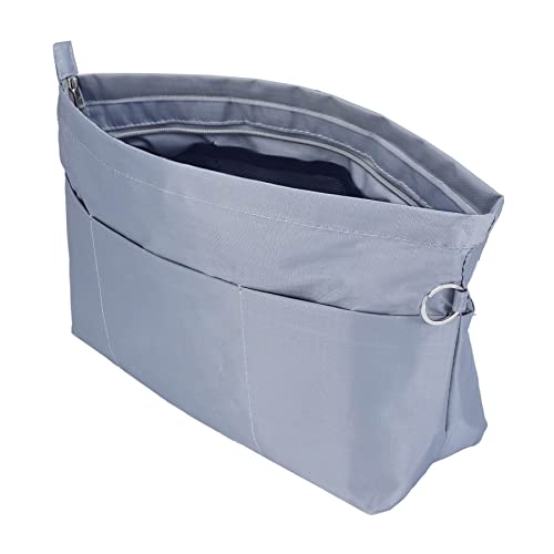 Handbag Tote Purse Organizer Insert, Medium, Grey | Bag Divider Liner Shaper Separator in Bag with Zipper, 11 Pockets Compartments - color: Grey, size: Medium