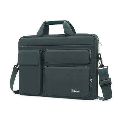 MOSISO Laptop Shoulder Bag 15.6 inch, 15-15.6 inch Computer Bag Compatible with MacBook Pro 16 inch, HP, Dell, Lenovo, Notebook with 2 Raised&1 Flapover&1 Horizontal Pocket&Handle&Belt, Emerald Green - color: Emerald Green, size: 16 inch