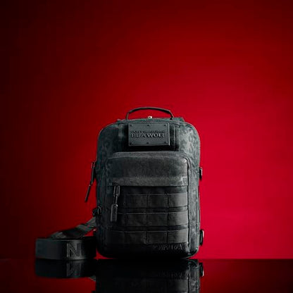 WOLFpak Tactical Sling Bag for Concealed Carry, EDC | Everday Crossbody Daypack - color: Black Leopard