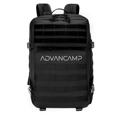 45L Military Tactical Backpack Large Day Pack for Men – MOLLE Rucking Assault Rucksack, Heavy-Duty Water-Resistant Bag for Hiking, Gym, Travel & Outdoor Adventures – Black - color: Black