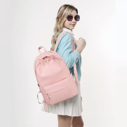 LEDAOU School Laptop Backpack for Teen Girls Lightweight 15.6 inch Bookbag for College Middle High School Women Casual Travel Daypack - color: Pink
