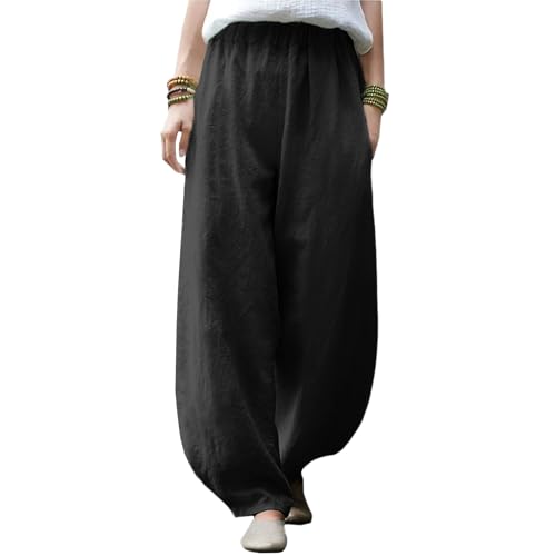 MARSVOVO Wide Leg Pants for Women Elastic High Waist Oversized Loose Casual Yoga Pants Lightweight Breathable Trousers - color: Black, size: 4X-Large