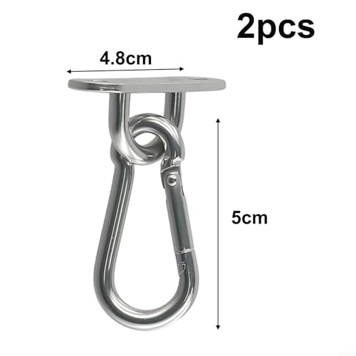 Steel Ceiling Wall Hook Anchor Hanger Yoga Swing Suspension Straps, Gym Brackets Indoor Outdoor Use, 2 Pack Silver