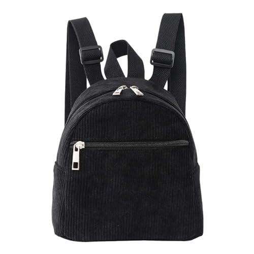 Corduroy Small Backpack for Womens and Girls, Mini Backpack Casual Backpacks Fashion Cute Backpacks Purse (Style 1, Black) - color: Black, style: Style 1
