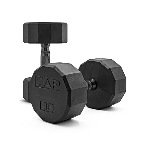 CAP Barbell Coated Dumbbell Weight | Multiple Options Pairs & Sets - size: 30 lb - Pair, style: 12-Sided - Black Handle