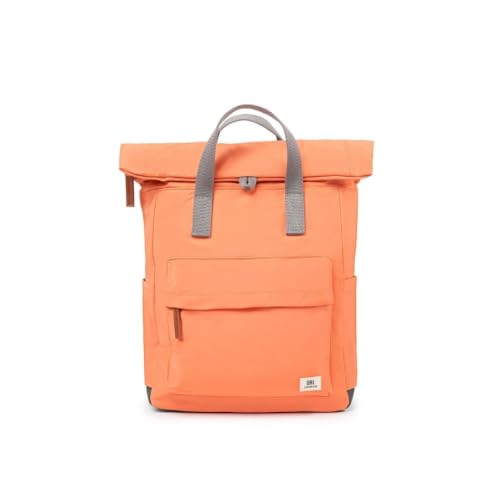 ORI LONDON Travel Backpack - Medium Nylon Rolltop Backpack for Men & Women with Multiple Pockets for Laptop, Phone, Keys, Wallet, Bottles - The Canfield, Firecracker, 16.5x11.8x4.7” - color: Firecracker