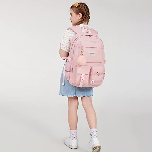 abshoo Big Student Laptop Backpack For College Women Middle High School Teen Girls Bookbag Travel Daypack (Pink) - color: Pink