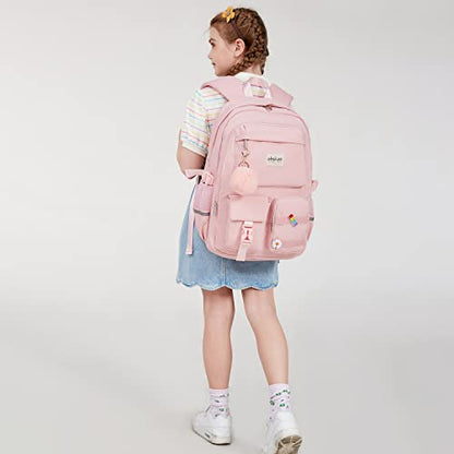 abshoo Big Student Laptop Backpack For College Women Middle High School Teen Girls Bookbag Travel Daypack (Pink) - color: Pink