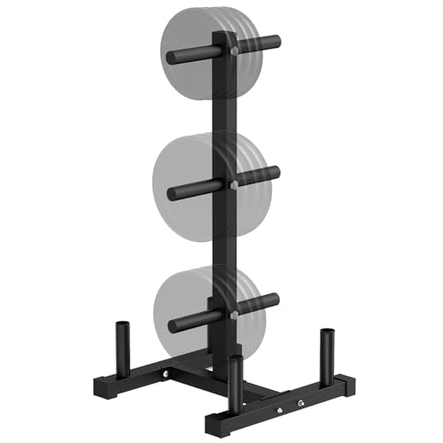 Weight Plate Rack for Home Gym, 6 Post Olympic Plate Holder with Wide Base | Stable design, Barbell Storage & Bumper Plate Tree, Heavy Duty Space Saving Gym Equipment